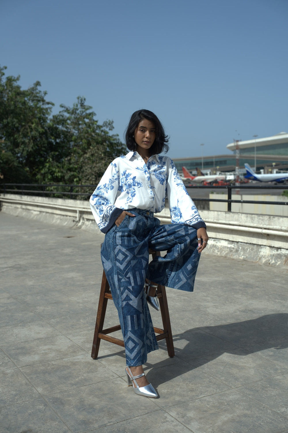 Denim Geometric Silver Jeans