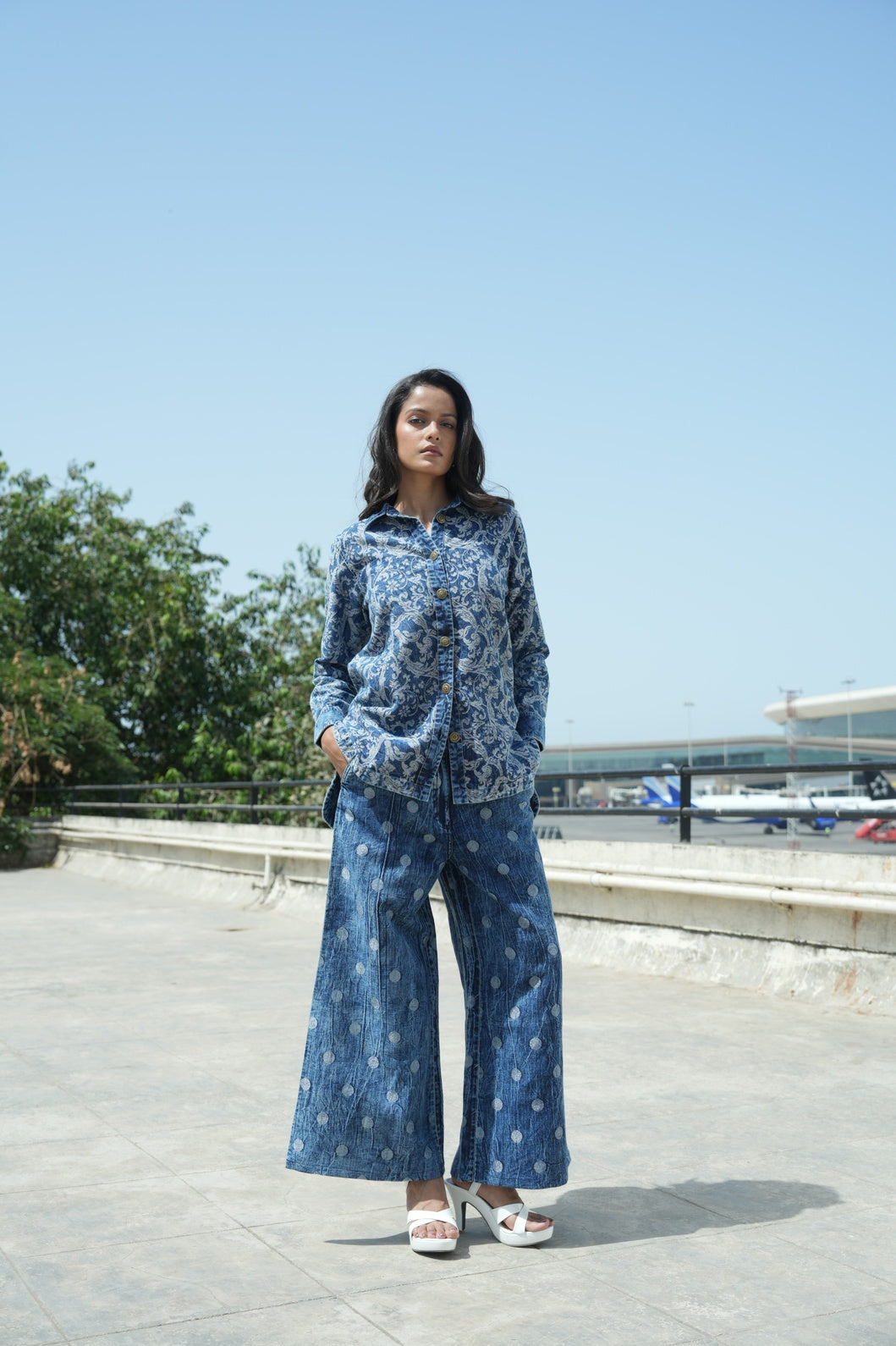 Denim Polka Dot Silver Jeans