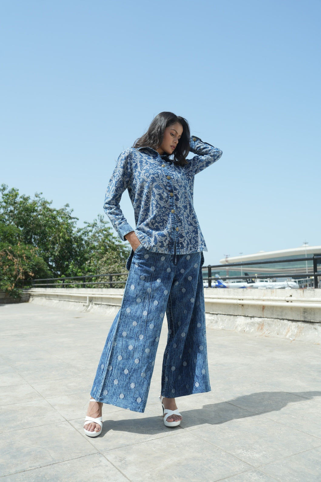 Denim Polka Dot Silver Jeans