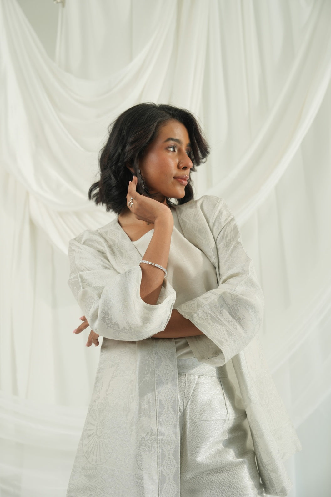 Brocade White Horse Pattern Jacket