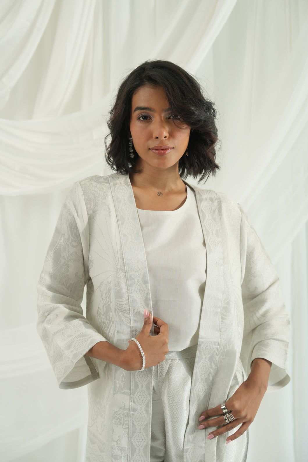 Brocade White Horse Pattern Jacket