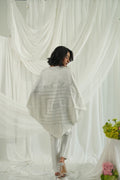 Floral Pattern White Brocade Shrug