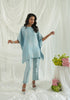 Brocade French Pattern Blue Kaftan with Brocade Pant