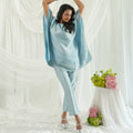 Brocade French Pattern Blue Kaftan Set
