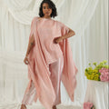 Brocade Paisley Design Pink Poncho