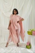 Pink Off Shoulder Brocade Poncho