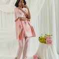 Brocade French Pattern Peach Kaftan Set