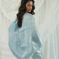 Roman Pattern Ice Blue Brocade Cocoon Shrug