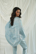 Roman Pattern Ice Blue Brocade Cocoon Shrug