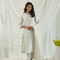 Brocade Floral Design White Kurta