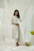 White Floral Design Brocade Kurta