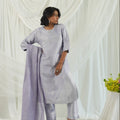 Brocade Floral Design Lavender Kurta Set