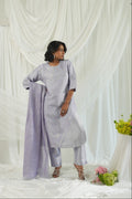 Lavender Floral Design Brocade Kurta Set