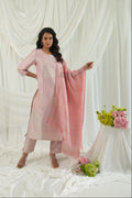 Pink Floral Design Brocade Kurta Set