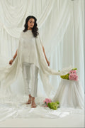 White Off Shoulder Brocade Poncho