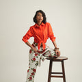 Red Rose Printed Jeans