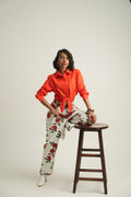 Red Rose Printed Jeans - Pre Order