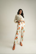 Orange Tulip Printed Jeans - Pre Order
