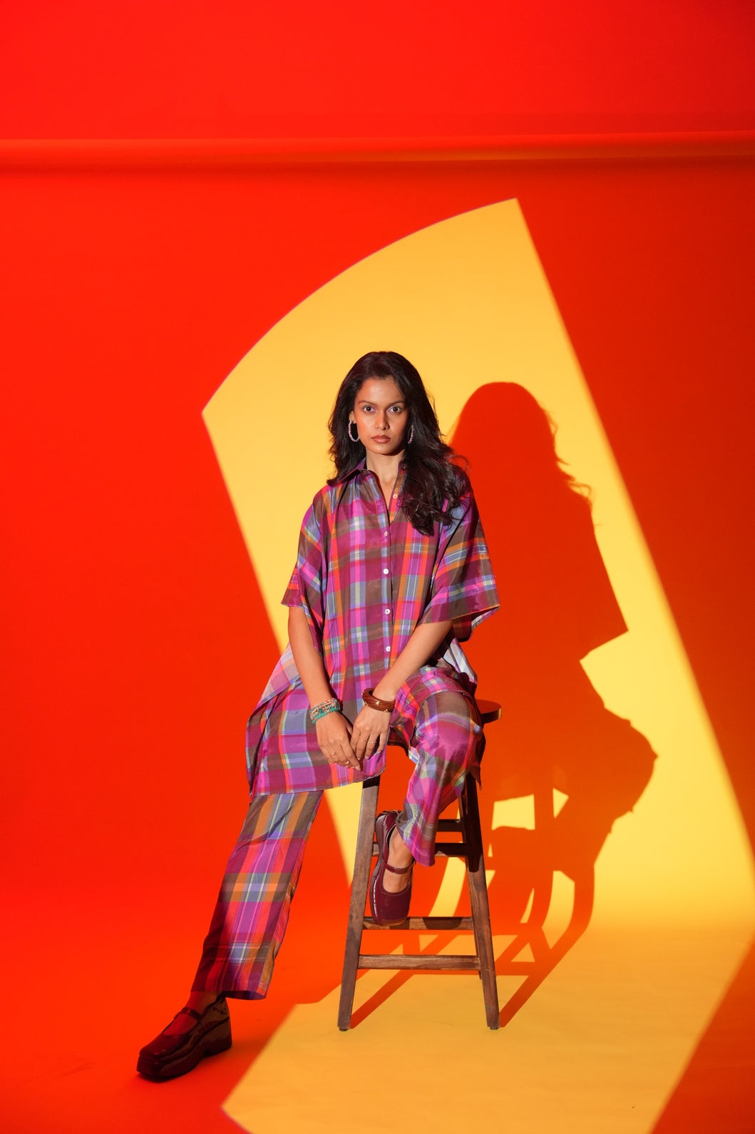 Purple Checked Co-ord Set