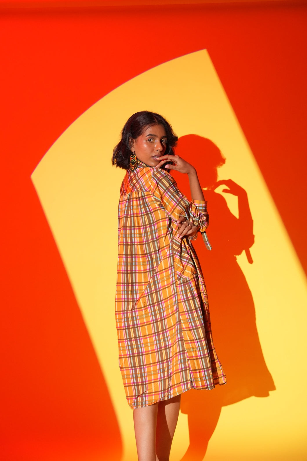 Tangerine Checked Dress