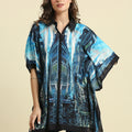 Scenery Building Printed Blue Kaftan Shirt