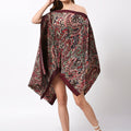 Maroon Paisley Pleated Poncho