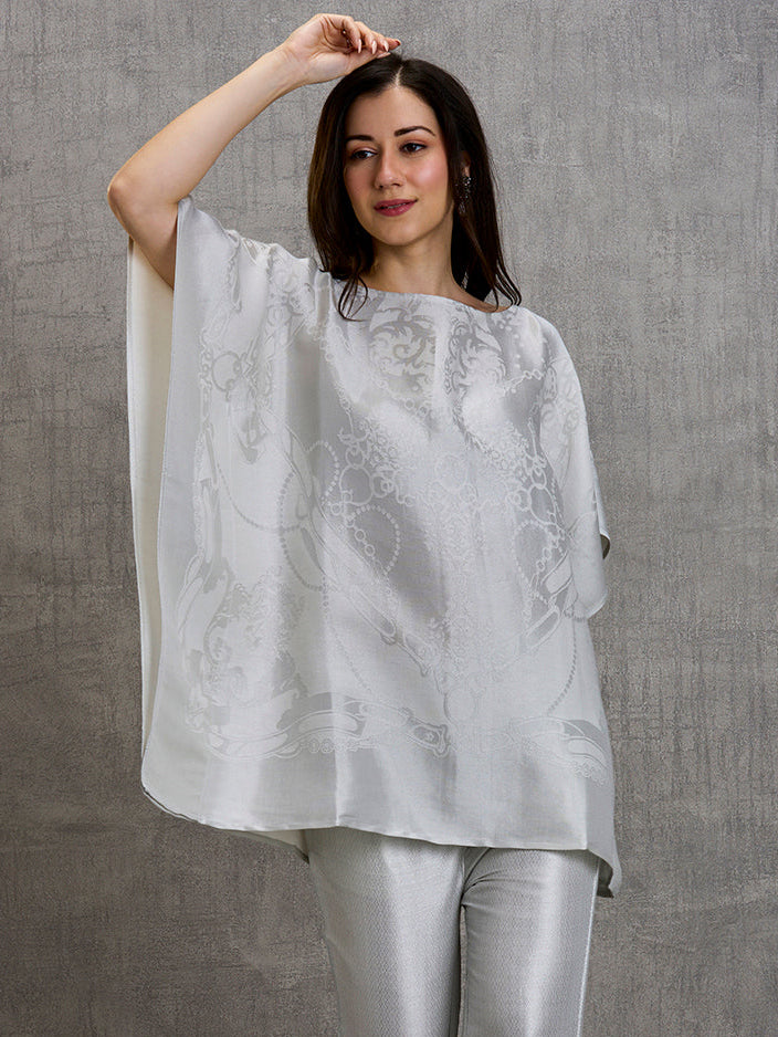 Brocade French Pattern Silver Kaftan