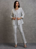 White Brocade Metallic Silver Co-ord Set