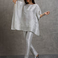 Brocade French Pattern Silver Kaftan Set
