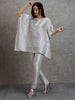 Brocade French Pattern Blue Kaftan with Brocade Pant