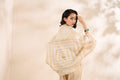 Brocade Floral Pattern White Shrug