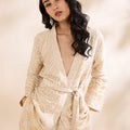 White Paisley Design Brocade Kimono