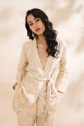 White Paisley Design Brocade Kimono