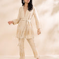 Brocade Paisley Design Off White Kimono Set