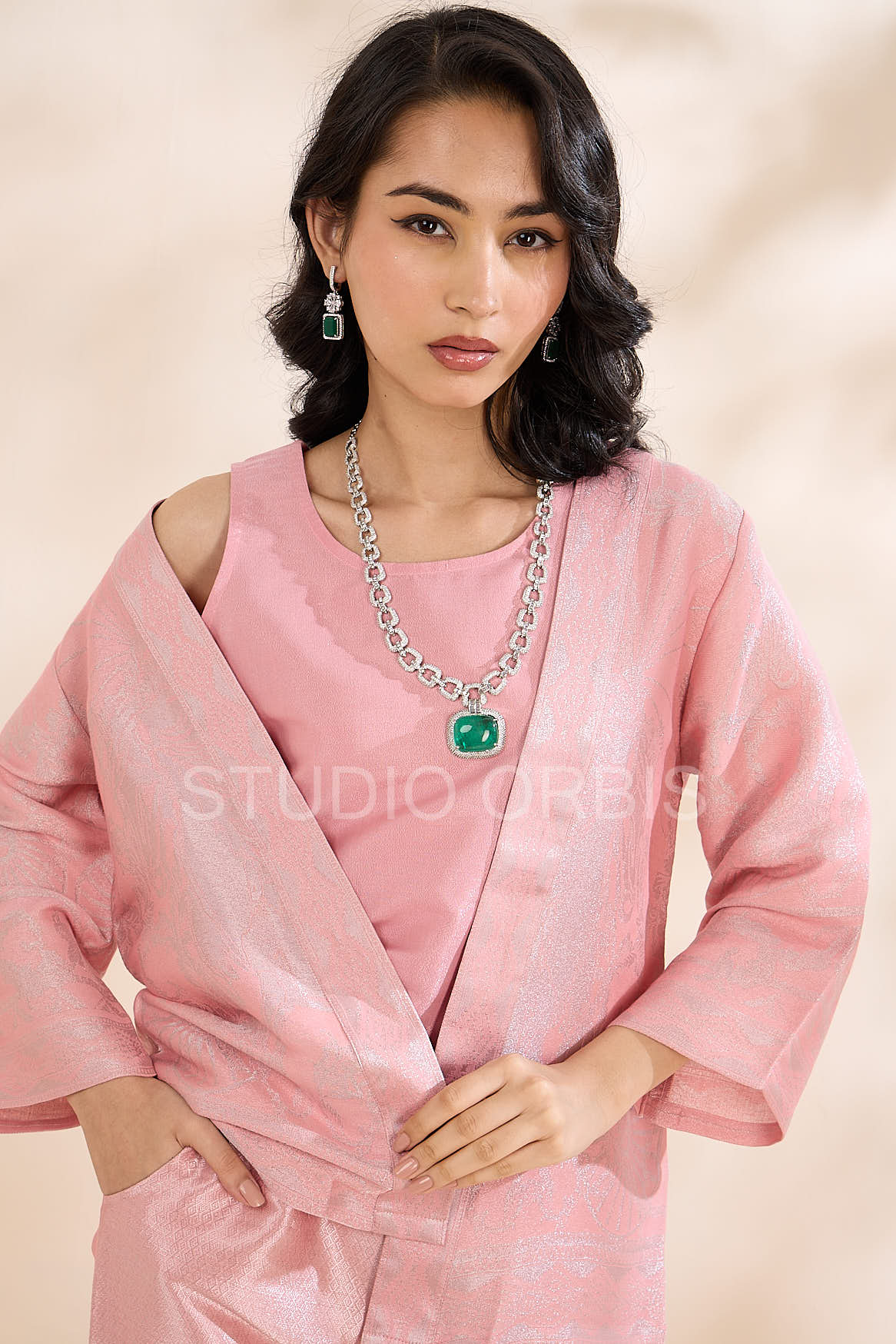 Brocade Horse Pattern Pink Jacket