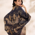 Brocade French Pattern Navy Shrug
