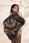 Brocade French Pattern Navy Shrug