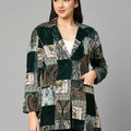 Brocade Velvet Green Patchwork Short Blazer
