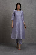 Floral Design Lavender Silver Brocade Kurta