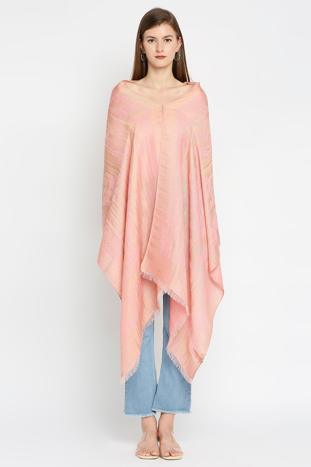 Brocade Floral Design Pink Wrap