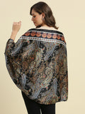 Black And Multi Paisley Printed Cape