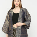 Navy Brocade Horse Pattern Jacket