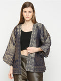 Navy Brocade Horse & Chains Pattern Metallic Jacket