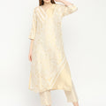 Brocade Off white Floral Kurta