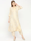 Brocade Off white Rose & Petal Design Kurta
