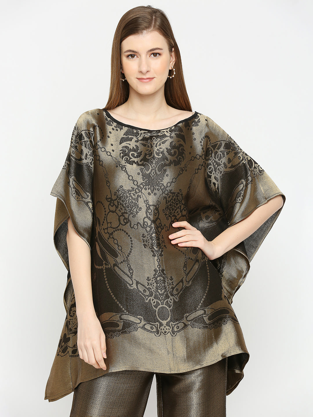 Brocade French Design Black short Kaftan