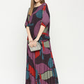 Purple Geometric Printed Pleated Co-ord Set
