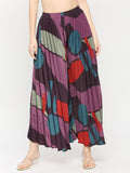 Purple Geometric Printed Pleated Pallazo