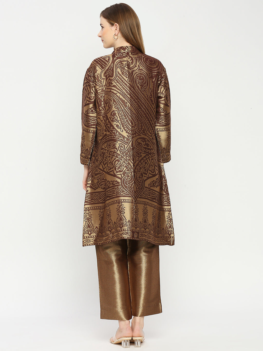 Brocade Brown Enlarged Paisley Design kimono