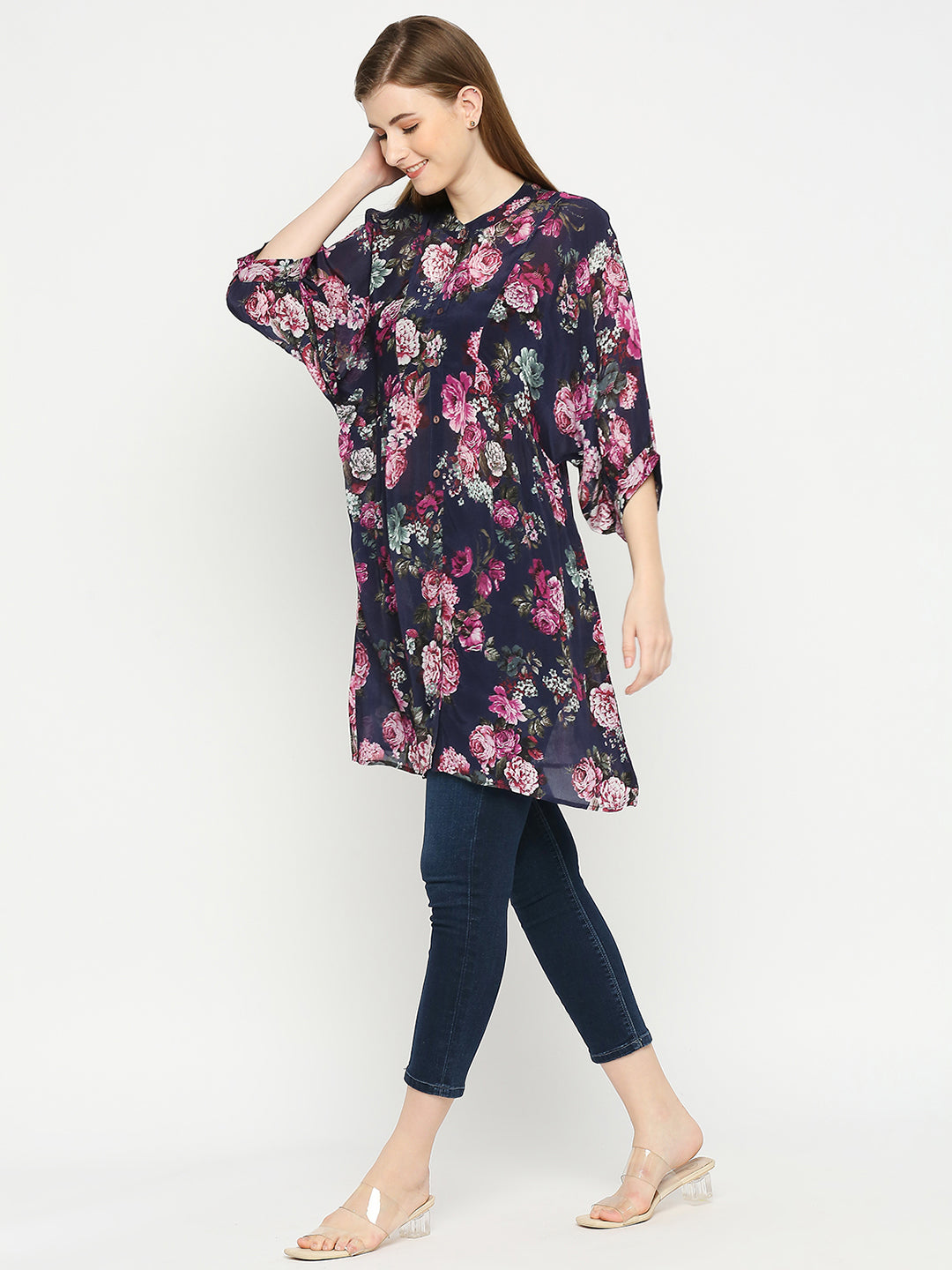 Blue Flower Printed Top